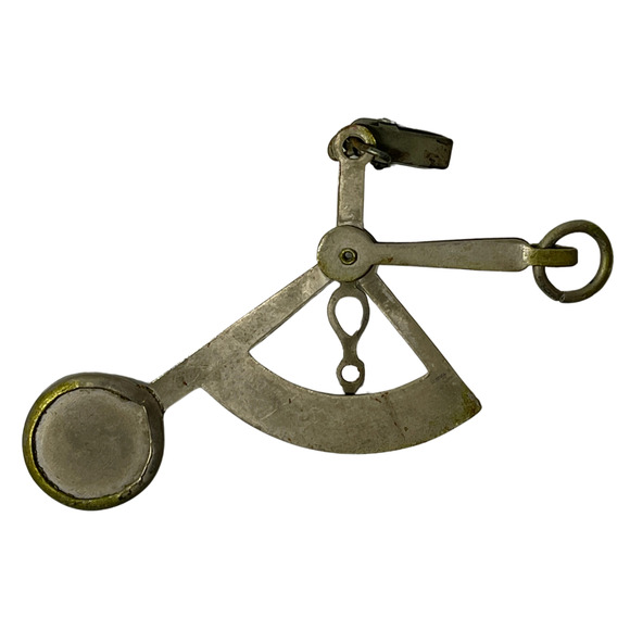 Vintage 1950s 60s Postal Scale Handheld Hanging w/ Leather Case Brass Balance - Picture 3 of 12